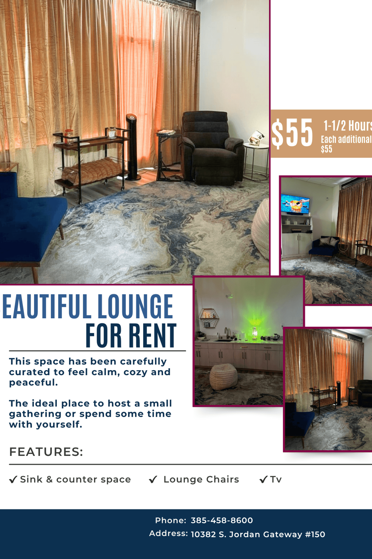 The Lounge @ Evolve Flex suite rental