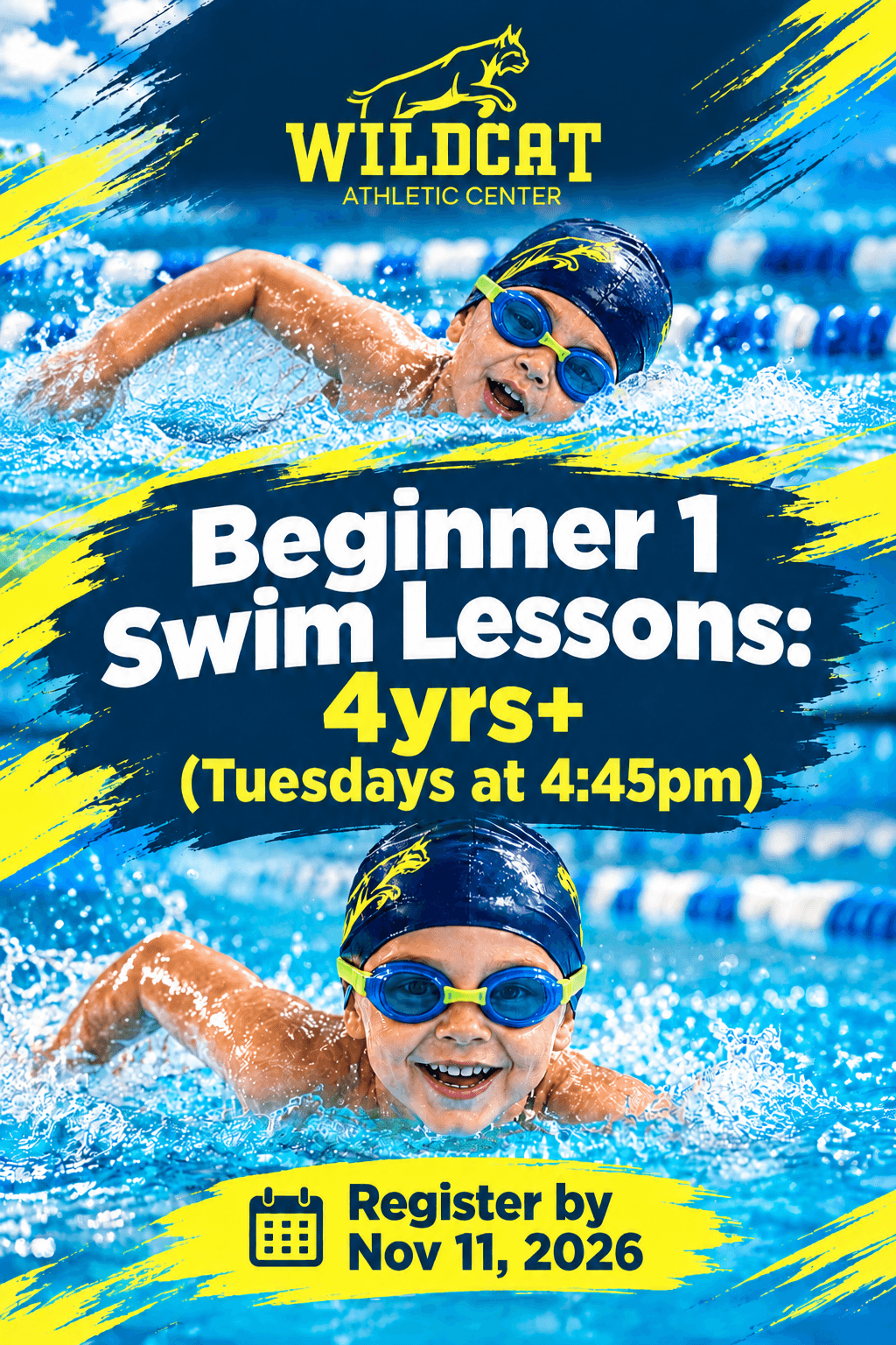 Winter 1 Beginner 1 Swim Lessons: 4yrs+ (Tuesdays at 4:45pm)