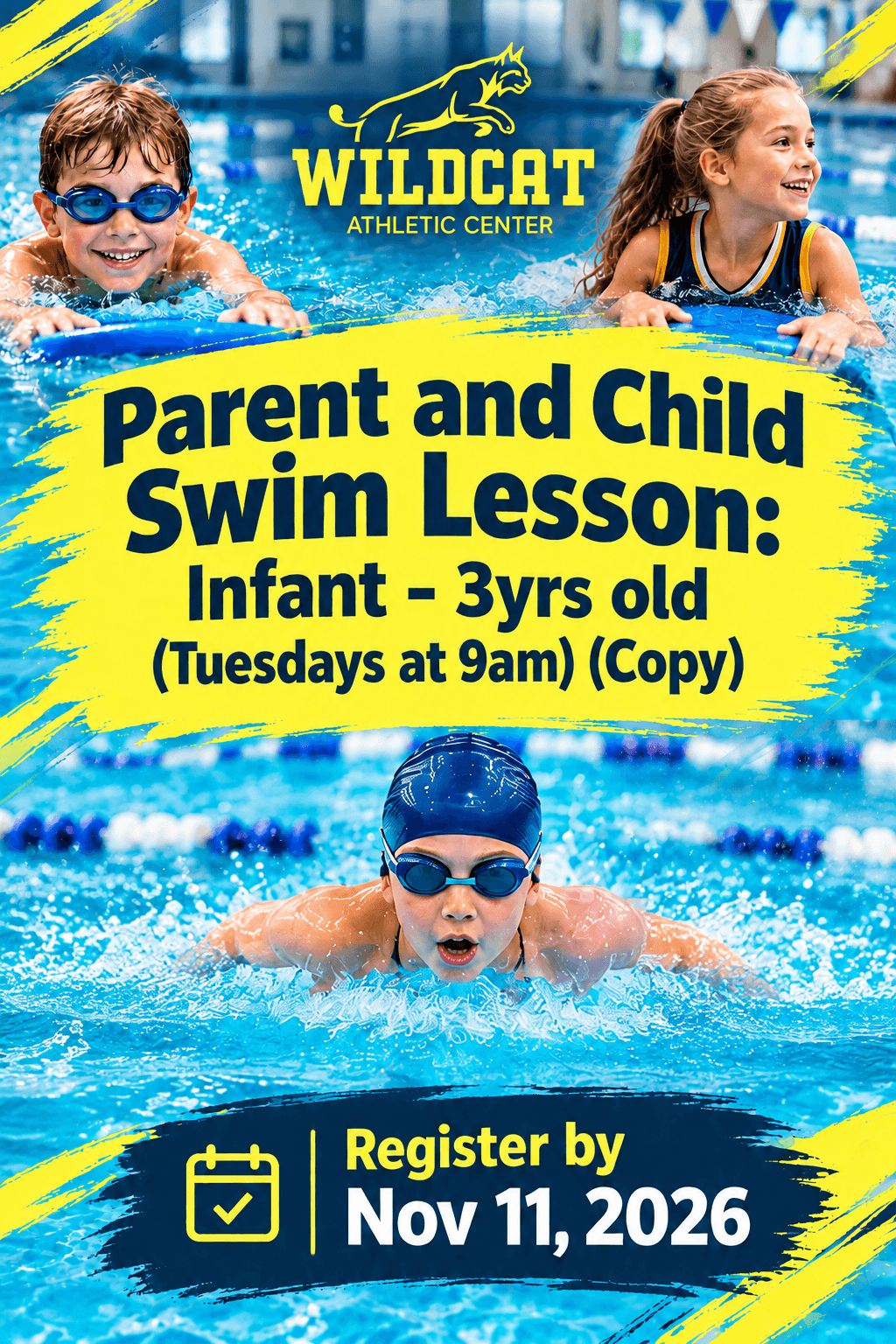 Winter 1 Parent and Child Swim Lesson: Infant - 3yrs old (Tuesdays at 9am)