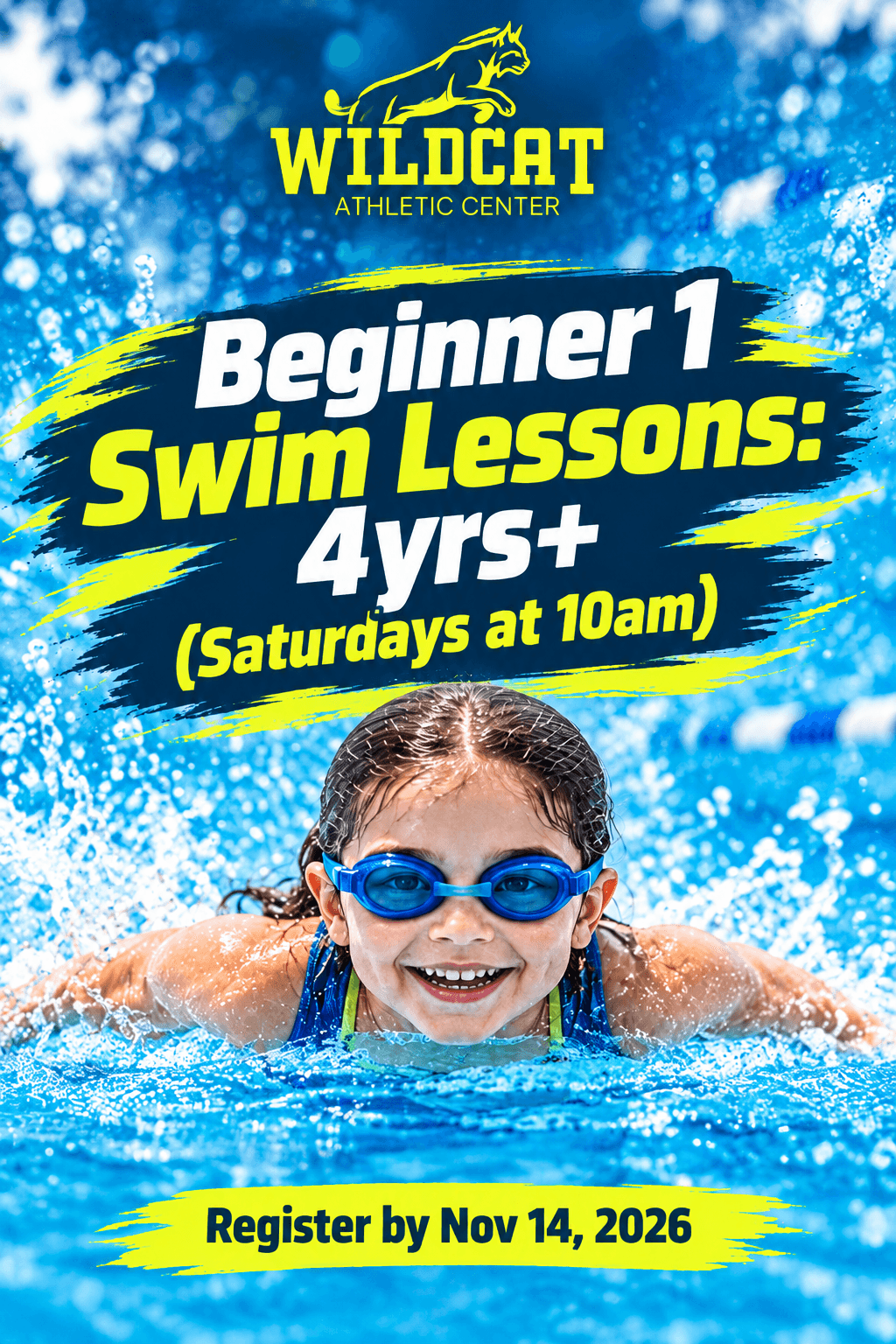 Winter 1 Beginner 1 Swim Lessons: 4yrs+ (Saturdays at 10am)