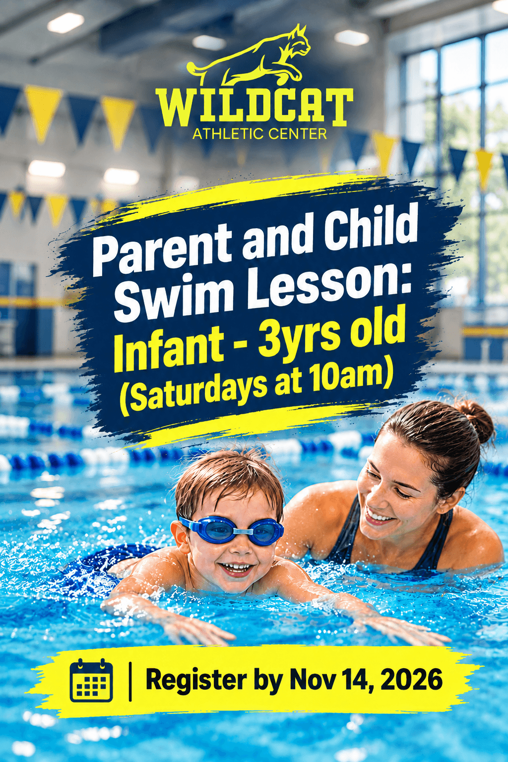 Winter 1 Parent and Child Swim Lesson: Infant - 3yrs old (Saturdays at 10am)