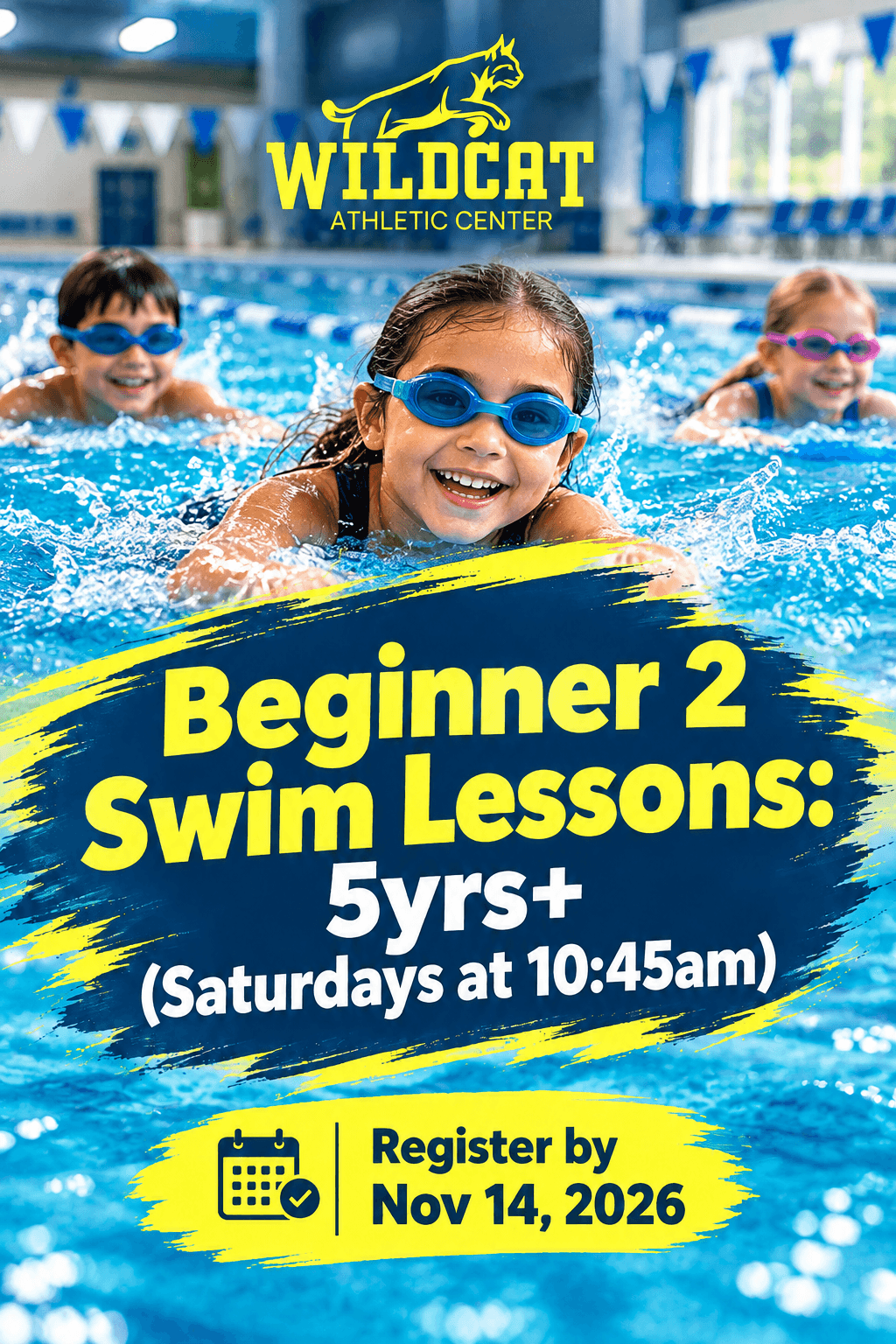 Winter 1 Beginner 2 Swim Lessons: 5yrs+ (Saturdays at 10:45am)